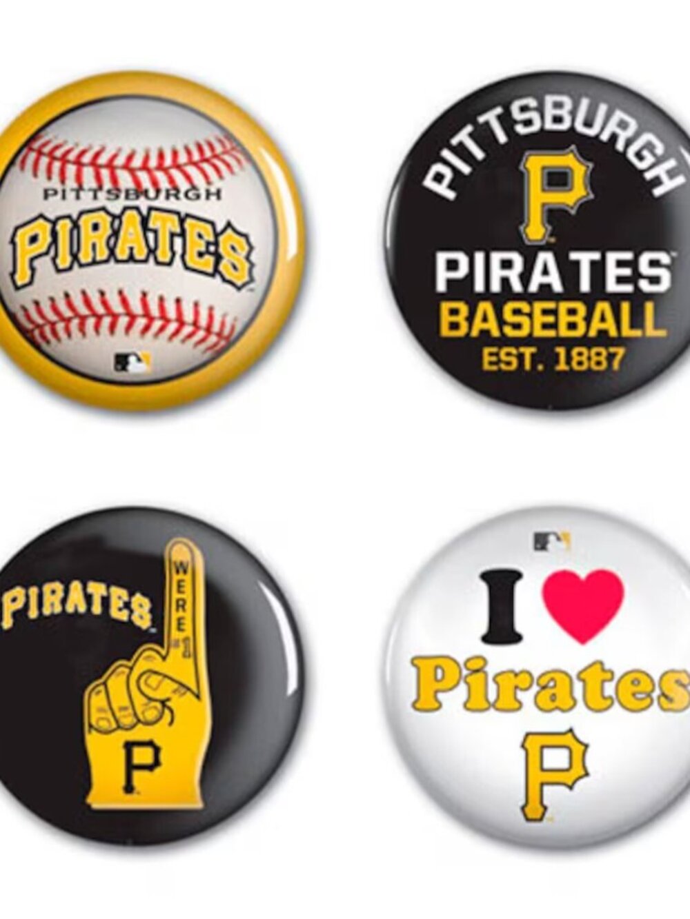 Pittsburgh Pirates WinCraft 4-Pack Button Set NIB New